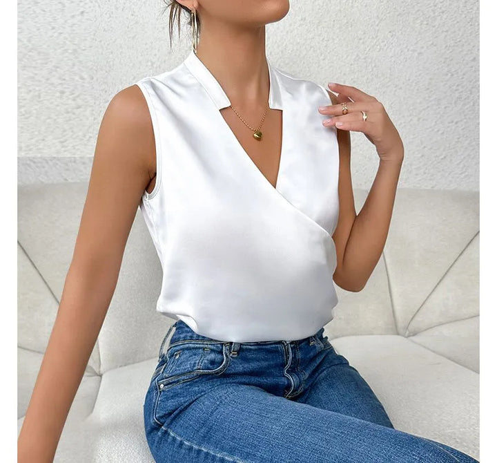 Mia | Women's Elegant Sleeveless Blouse-Metro Lane Plaza