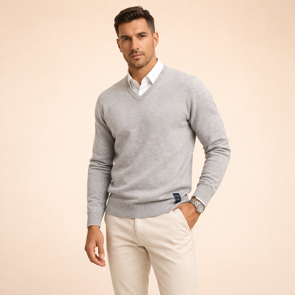 Ethan | Men's Stylish Comfortable V-Neck Sweater-Metro Lane Plaza