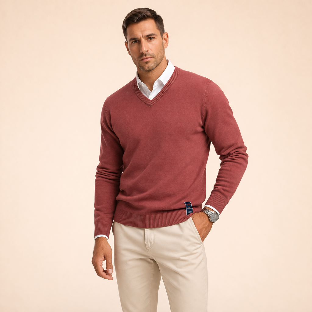 Ethan | Men's Stylish Comfortable V-Neck Sweater-Metro Lane Plaza