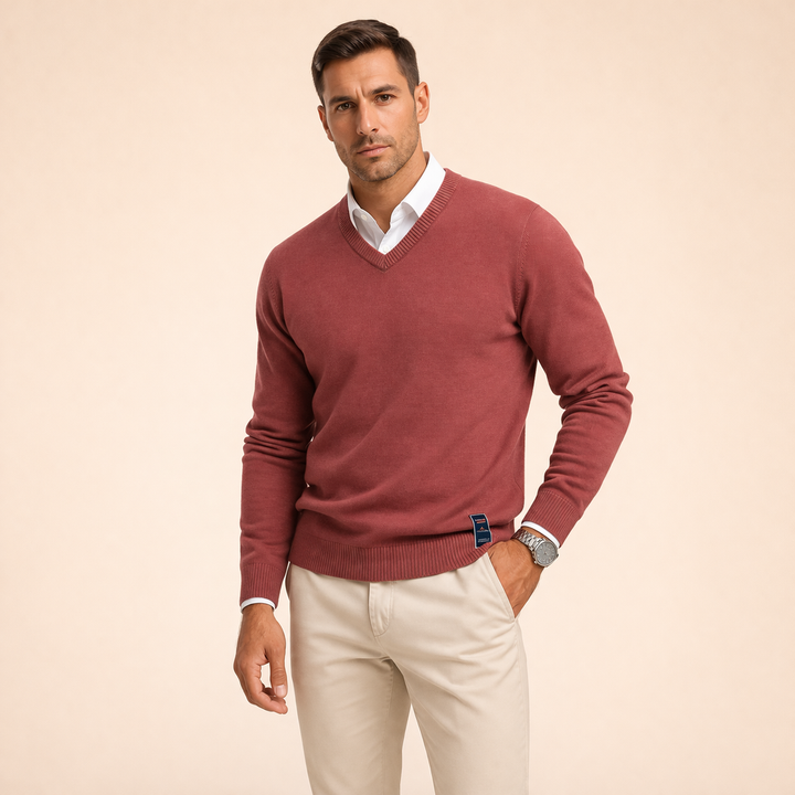 Ethan | Men's Stylish Comfortable V-Neck Sweater-Metro Lane Plaza