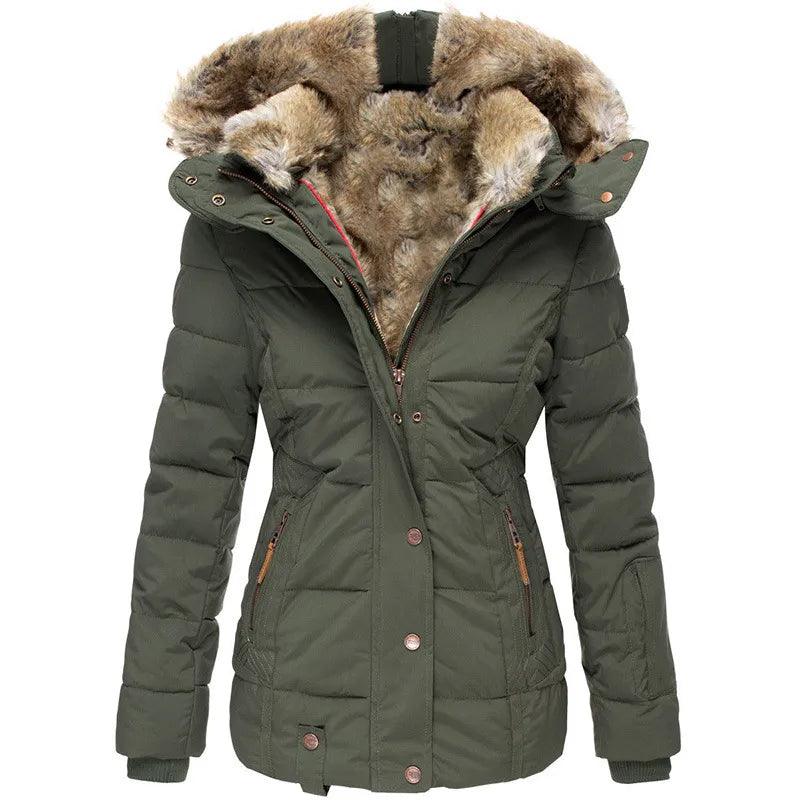 Luxe geïsoleerde winterjas van imitatiebont voor dames