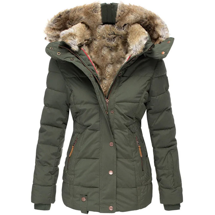 Luxe geïsoleerde winterjas van imitatiebont voor dames