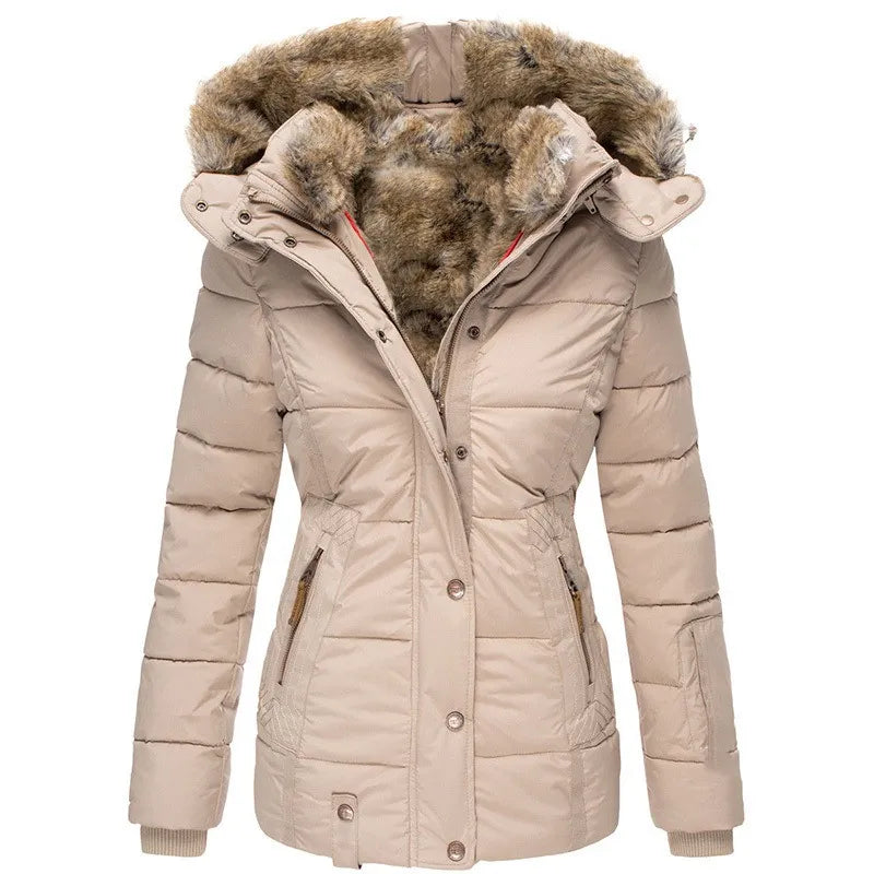 Luxe geïsoleerde winterjas van imitatiebont voor dames