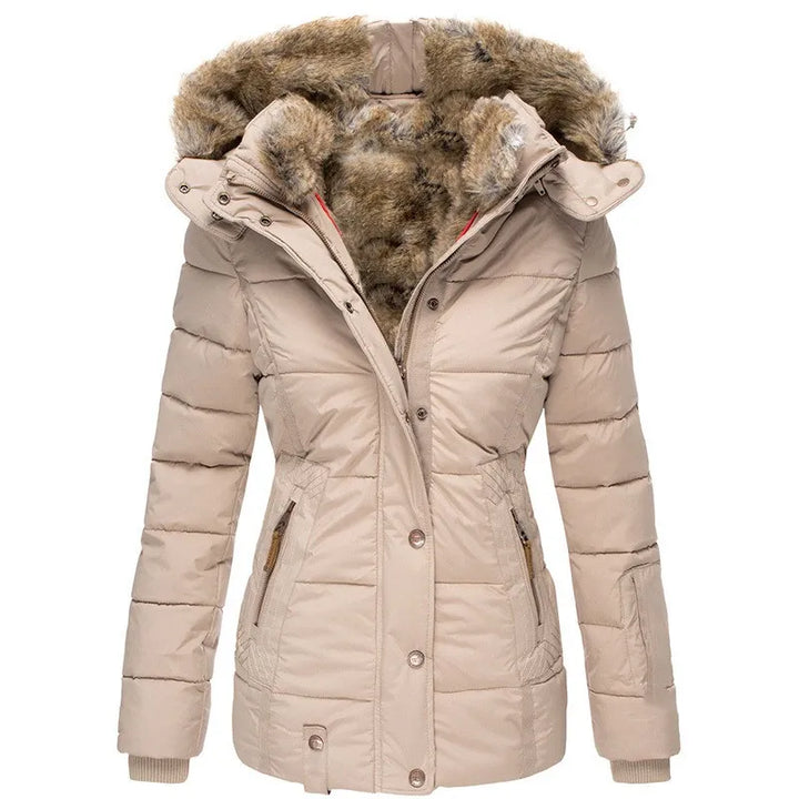 Luxe geïsoleerde winterjas van imitatiebont voor dames