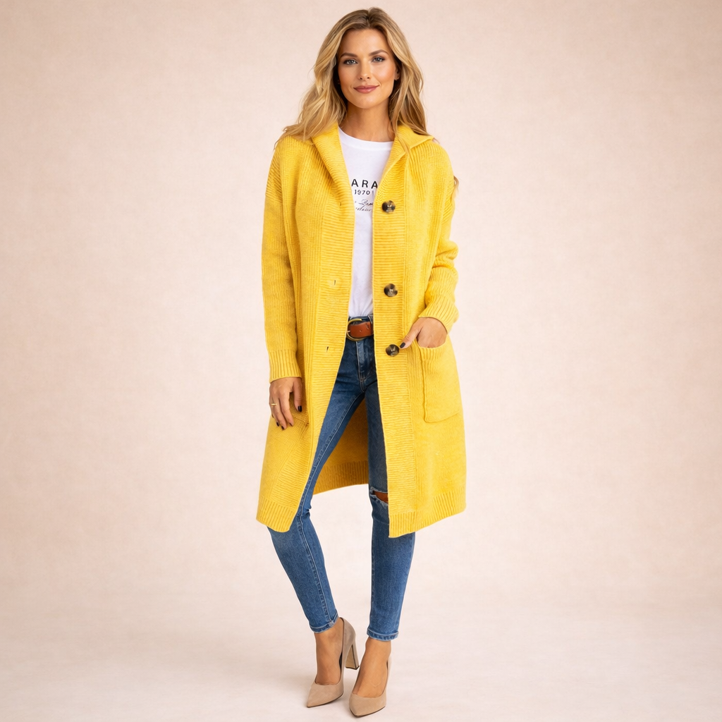 Nora | Women's Cozy Elegant Long Knit Cardigan-Metro Lane Plaza