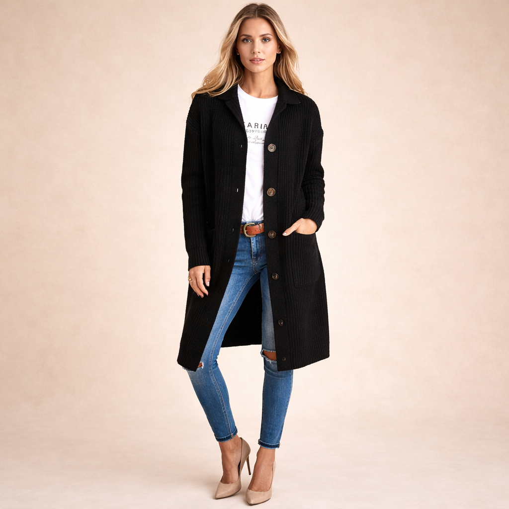 Nora | Women's Cozy Elegant Long Knit Cardigan-Metro Lane Plaza