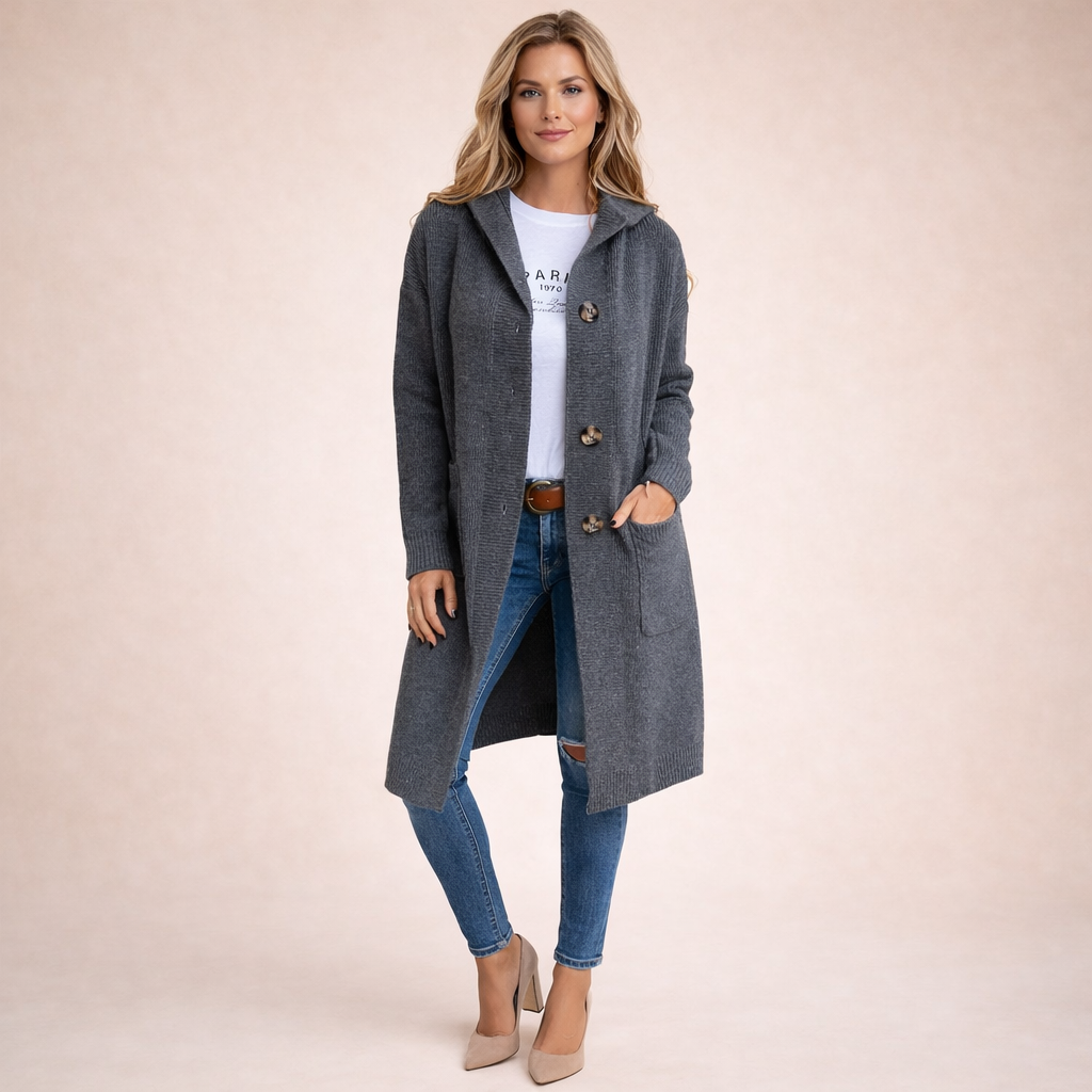 Nora | Women's Cozy Elegant Long Knit Cardigan-Metro Lane Plaza