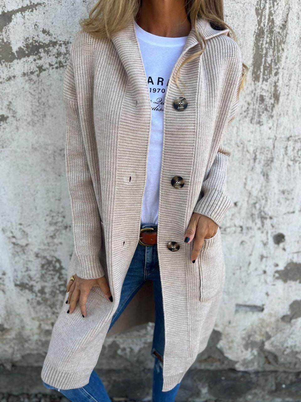 Nora | Women's Cozy Elegant Long Knit Cardigan-Metro Lane Plaza