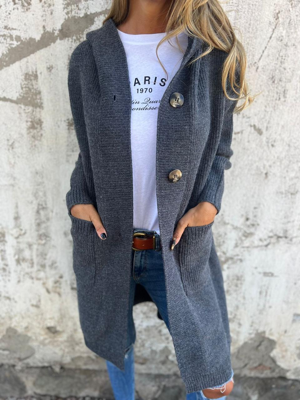 Nora | Women's Cozy Elegant Long Knit Cardigan-Metro Lane Plaza