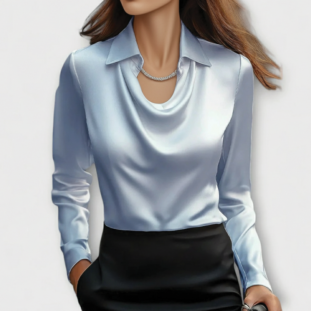 Scarlett | Women's Elegant Satin Blouse-Metro Lane Plaza