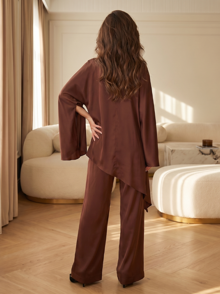 Linda | Women's Elegant Fluid Relaxed Two-Piece Tunic Set-Metro Lane Plaza