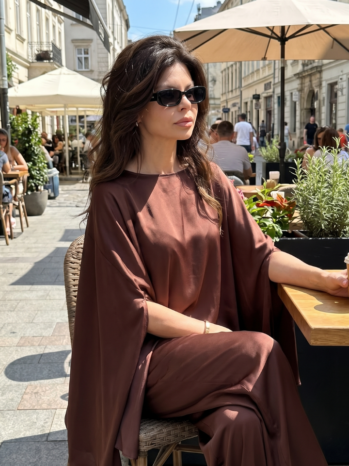 Linda | Women's Elegant Fluid Relaxed Two-Piece Tunic Set-Metro Lane Plaza