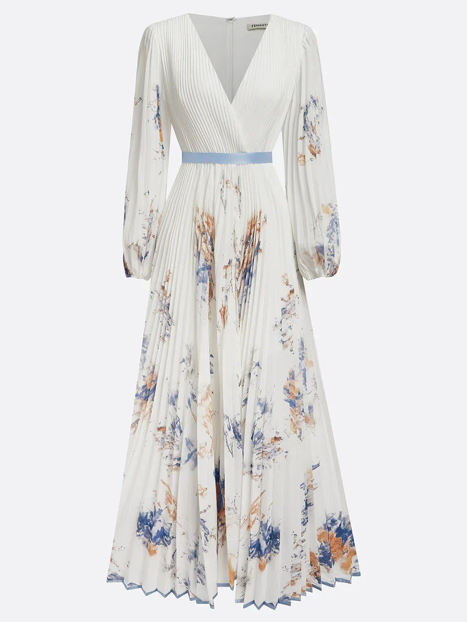 Sophia | Women's Elegant Floral Pleated Maxi Dress-Metro Lane Plaza