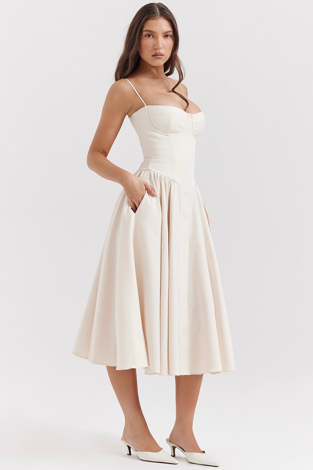 Jovial | Women's Elegant Versatile Midi Dress-Metro Lane Plaza