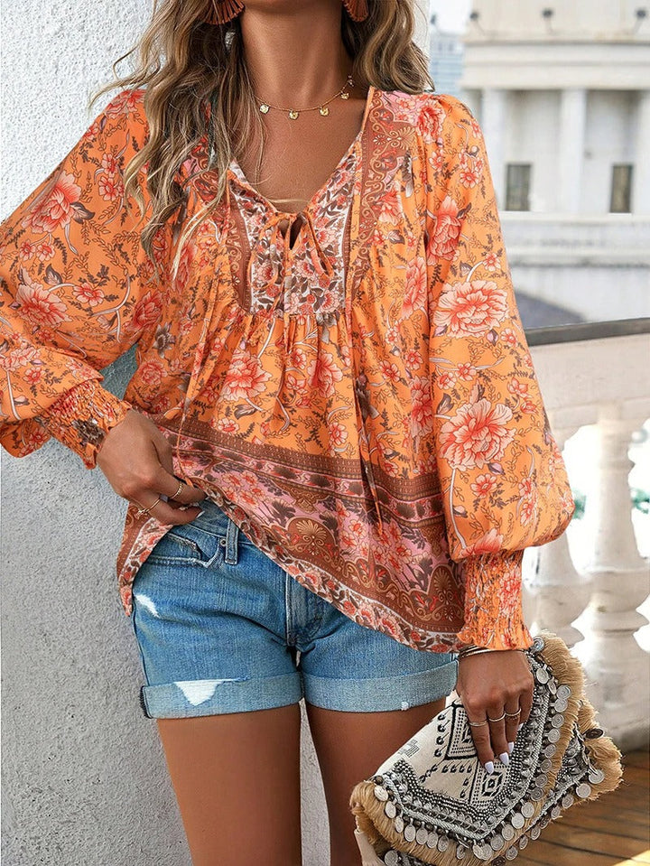 Lily | Women's Floral Puff Sleeve Summer Blouse-Metro Lane Plaza