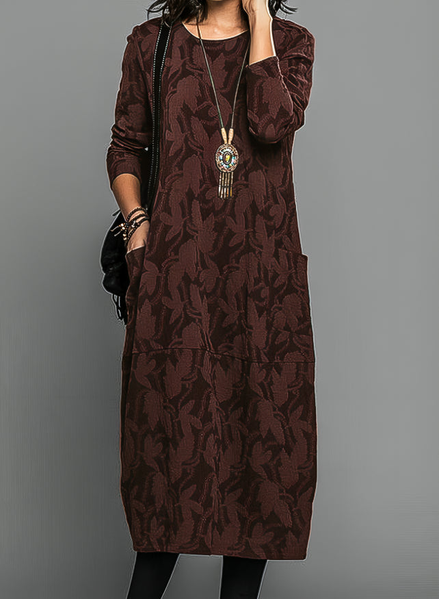 Livia | Elegant Plus Size Midi Dress for Women with Pockets-Metro Lane Plaza