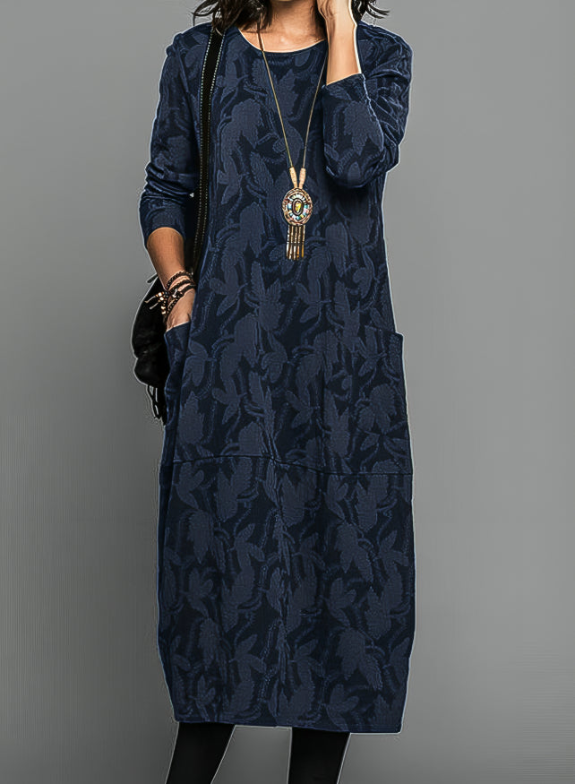 Livia | Elegant Plus Size Midi Dress for Women with Pockets-Metro Lane Plaza