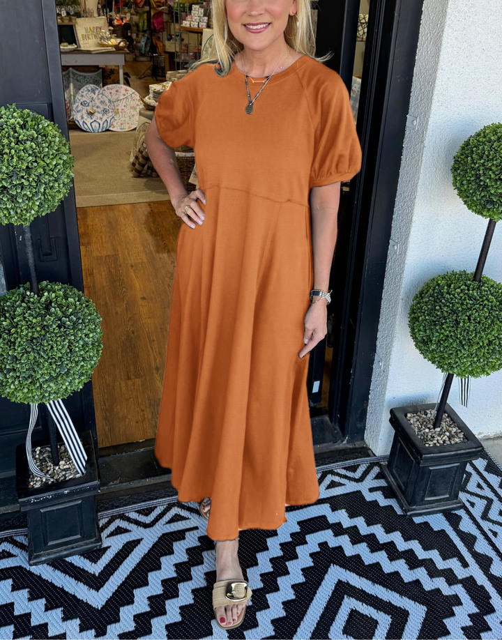 Maddison | Women's Elegant Puff Sleeve Plus Size Maxi Dress-Metro Lane Plaza