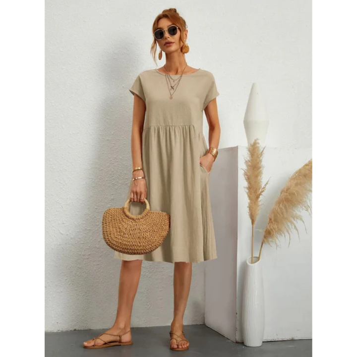 Eliana | Women's Elegant Trendy Summer Midi Dress-Metro Lane Plaza