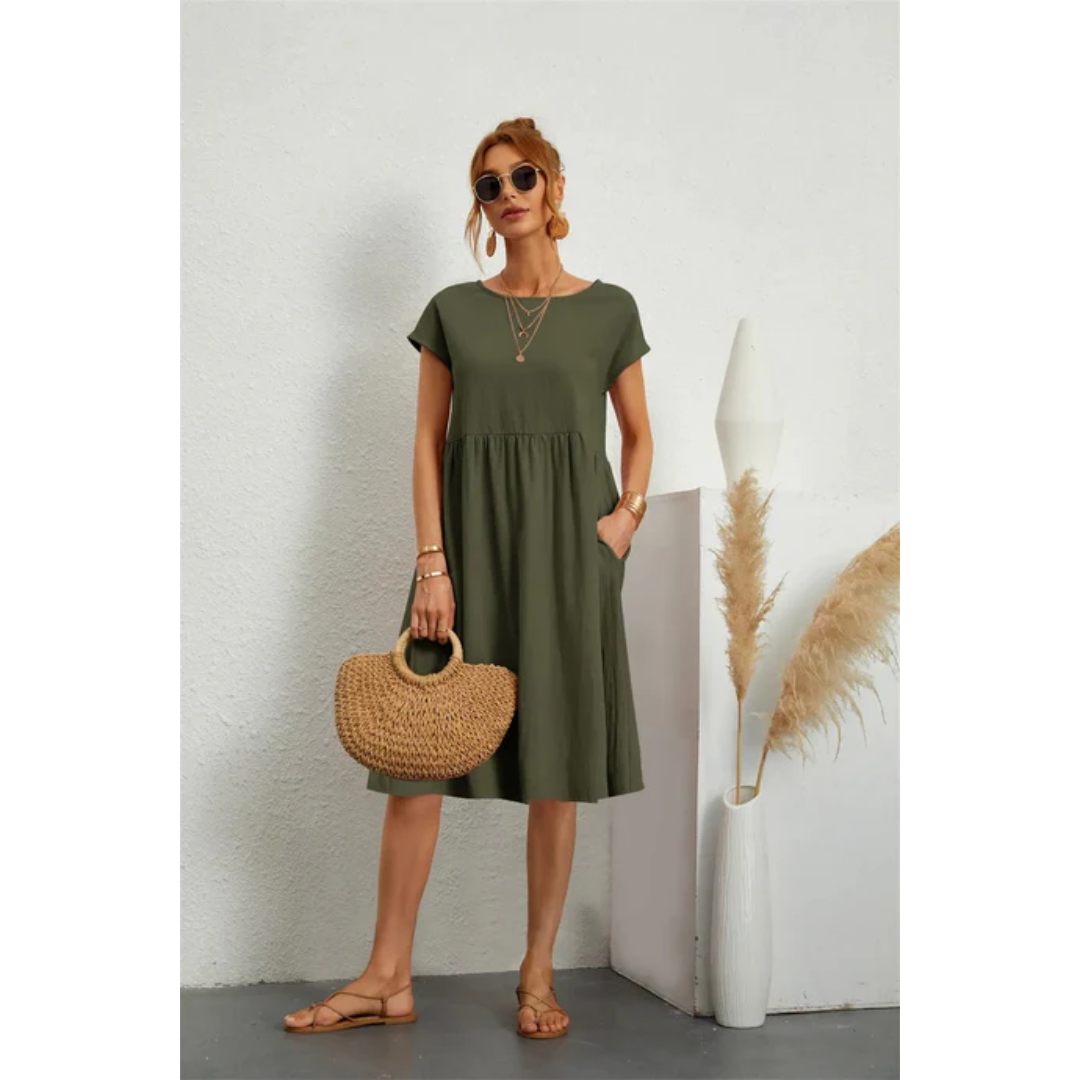 Eliana | Women's Elegant Trendy Summer Midi Dress-Metro Lane Plaza