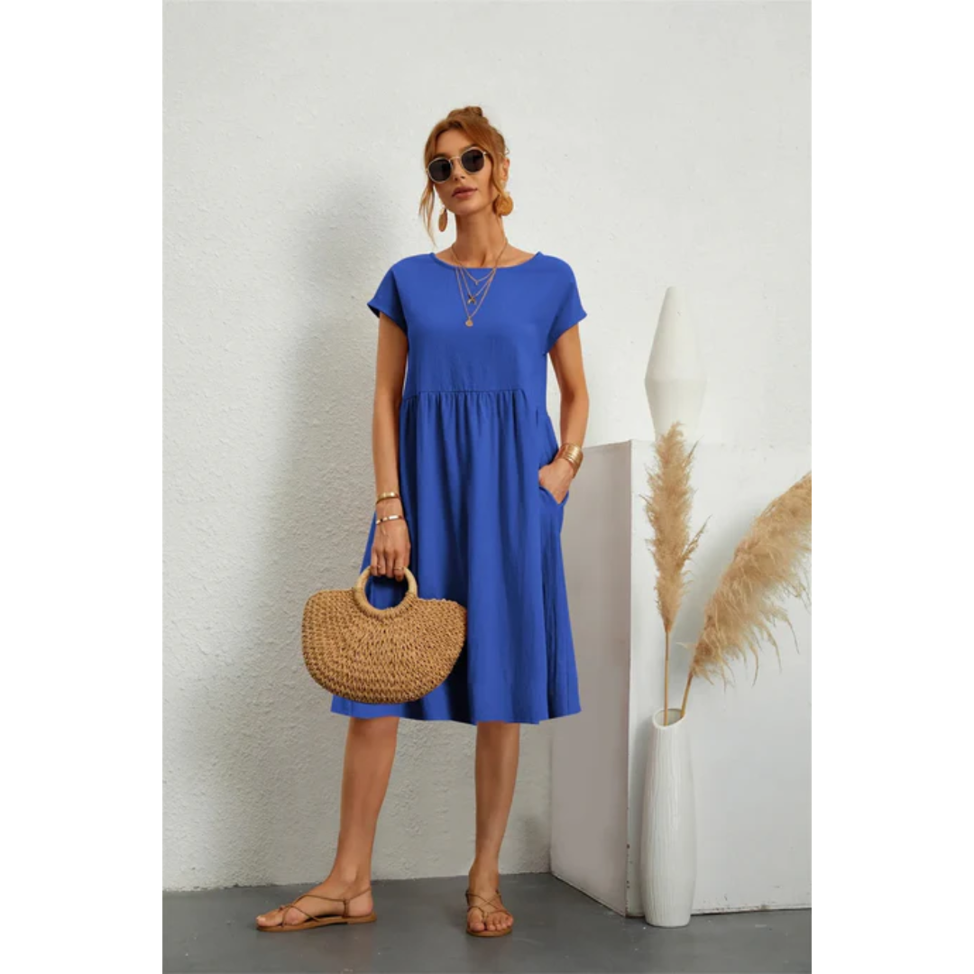 Eliana | Women's Elegant Trendy Summer Midi Dress-Metro Lane Plaza
