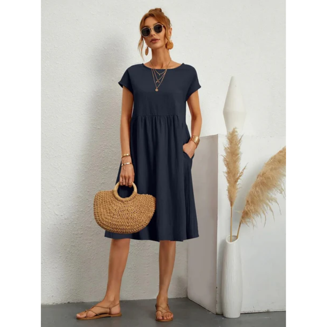 Eliana | Women's Elegant Trendy Summer Midi Dress-Metro Lane Plaza