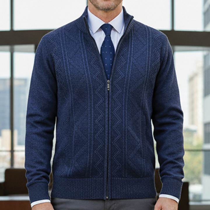 Casaco de malha masculino elegante para um visual profissional