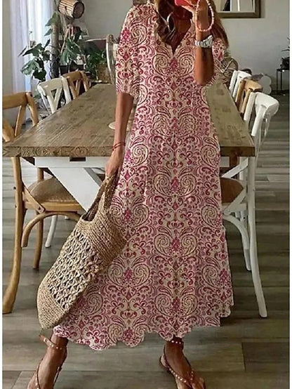 Aurora | Women's Modern Flowing Boho Maxi Dress-Metro Lane Plaza