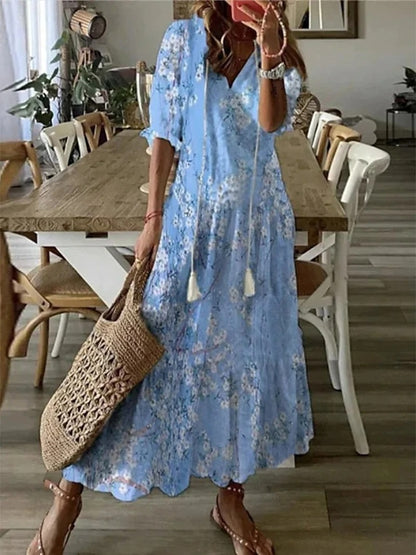 Aurora | Women's Modern Flowing Boho Maxi Dress-Metro Lane Plaza