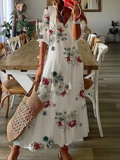 Aurora | Women's Modern Flowing Boho Maxi Dress-Metro Lane Plaza
