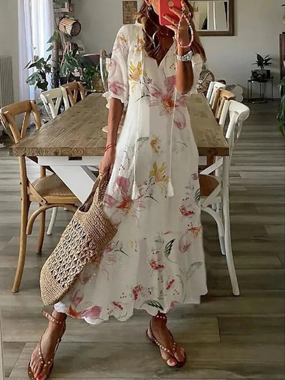 Aurora | Women's Modern Flowing Boho Maxi Dress-Metro Lane Plaza