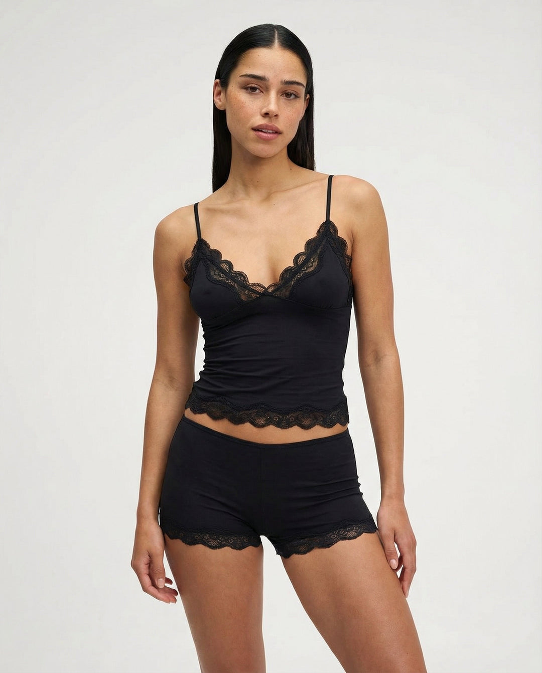 Amelia | Women's Elegant Lace Trim Lounge Set-Metro Lane Plaza