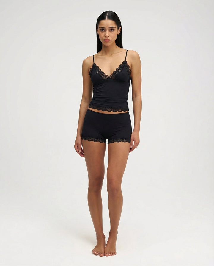 Amelia | Women's Elegant Lace Trim Lounge Set-Metro Lane Plaza