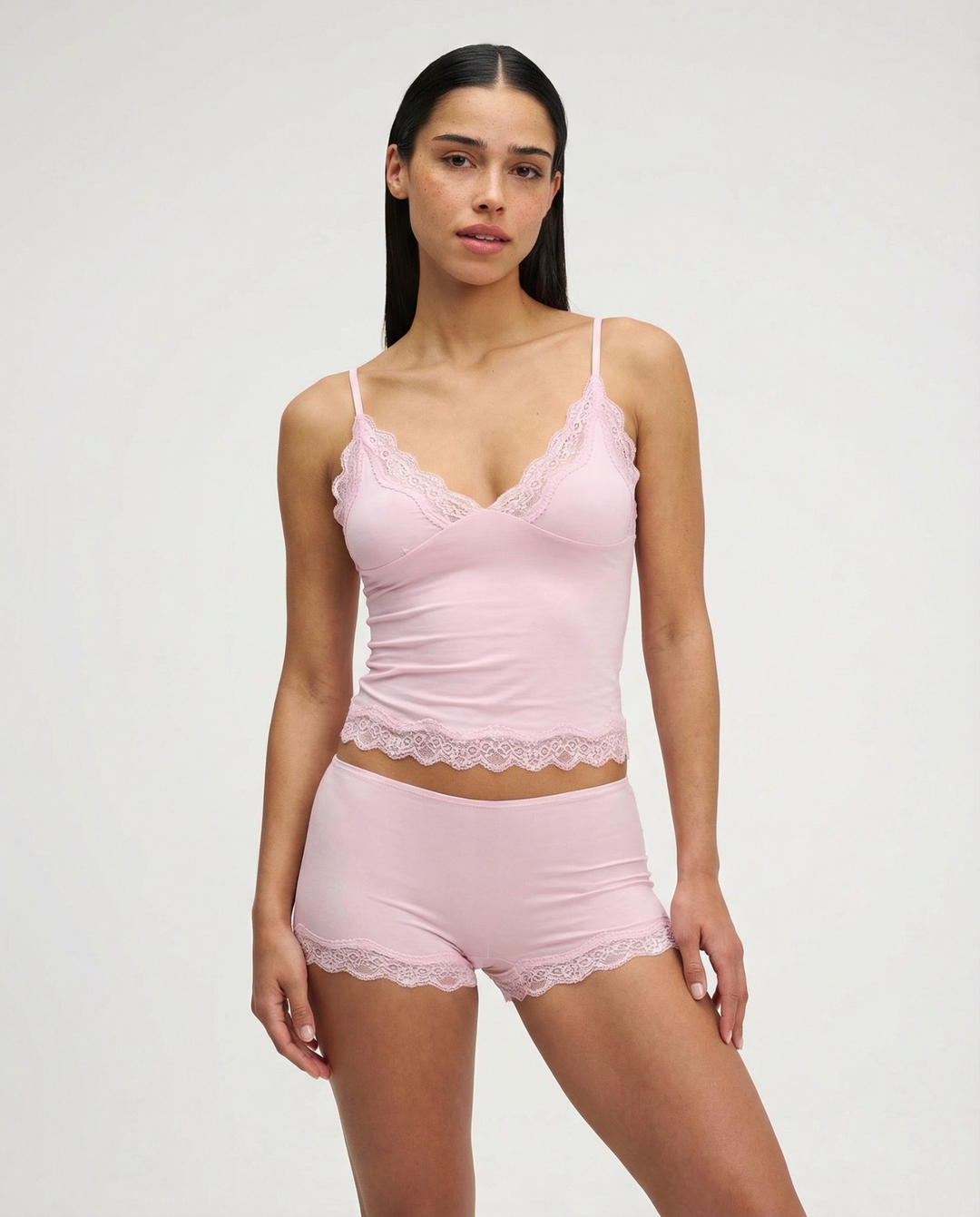 Amelia | Women's Elegant Lace Trim Lounge Set-Metro Lane Plaza