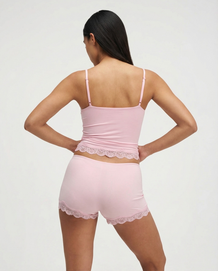 Amelia | Women's Elegant Lace Trim Lounge Set-Metro Lane Plaza