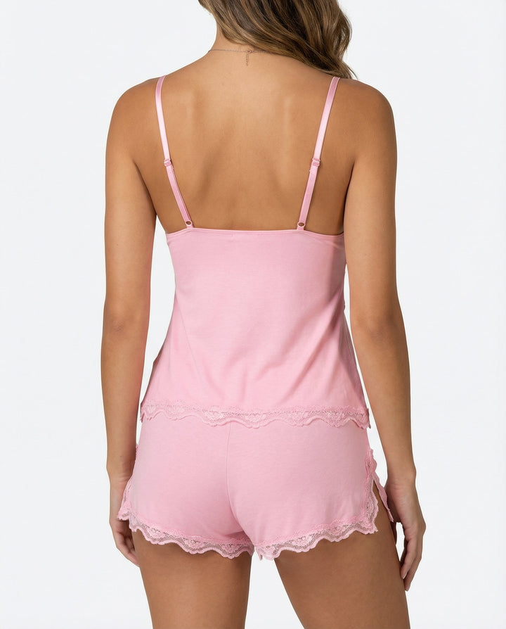 Luna | Women's Elegant Lace Trim Pajama Set-Metro Lane Plaza