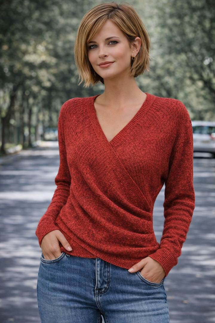Victoria | Women's Stylish V-Neck Sweater-Metro Lane Plaza