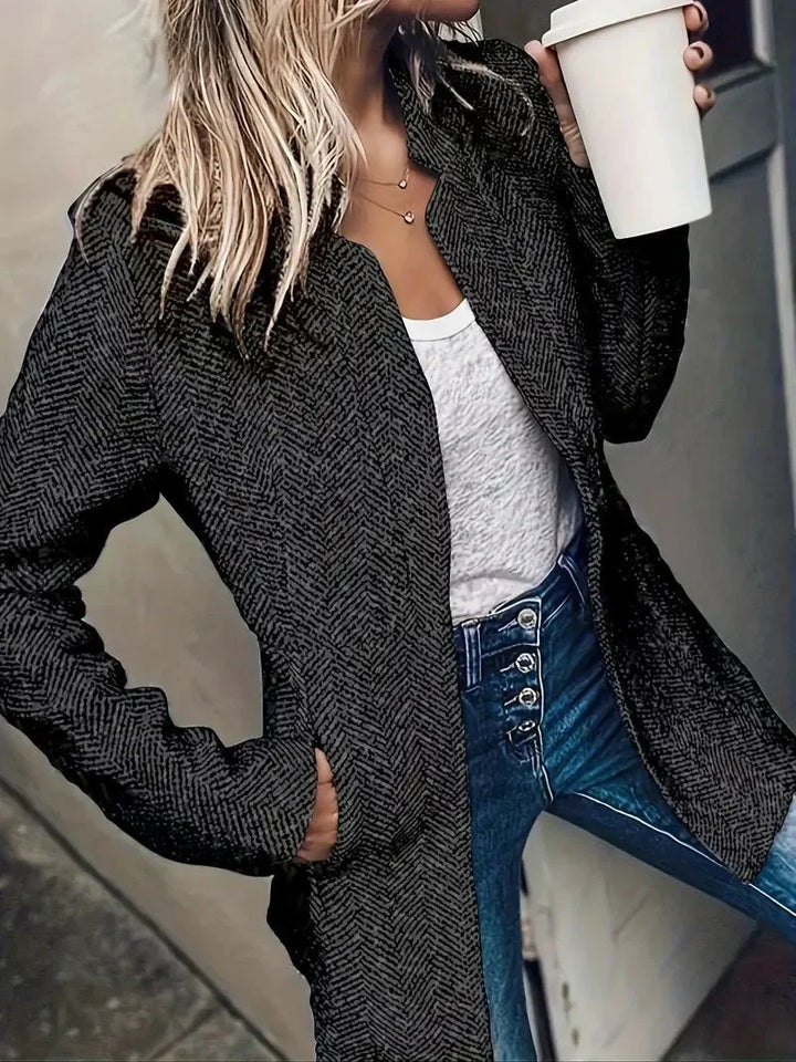 Manteau décontracté long ouvert sur le devant pour femme
