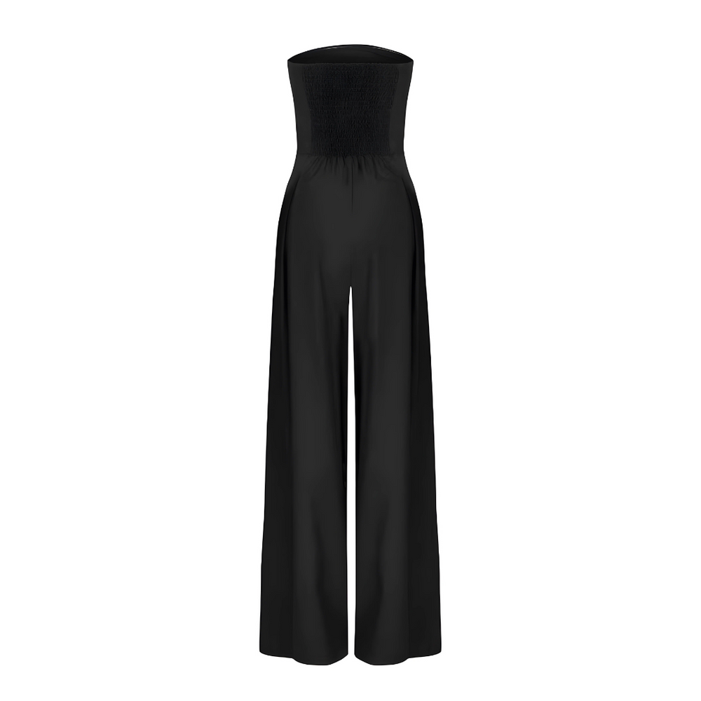 Women's Elegant Strapless Wide-Leg Jumpsuit-Metro Lane Plaza