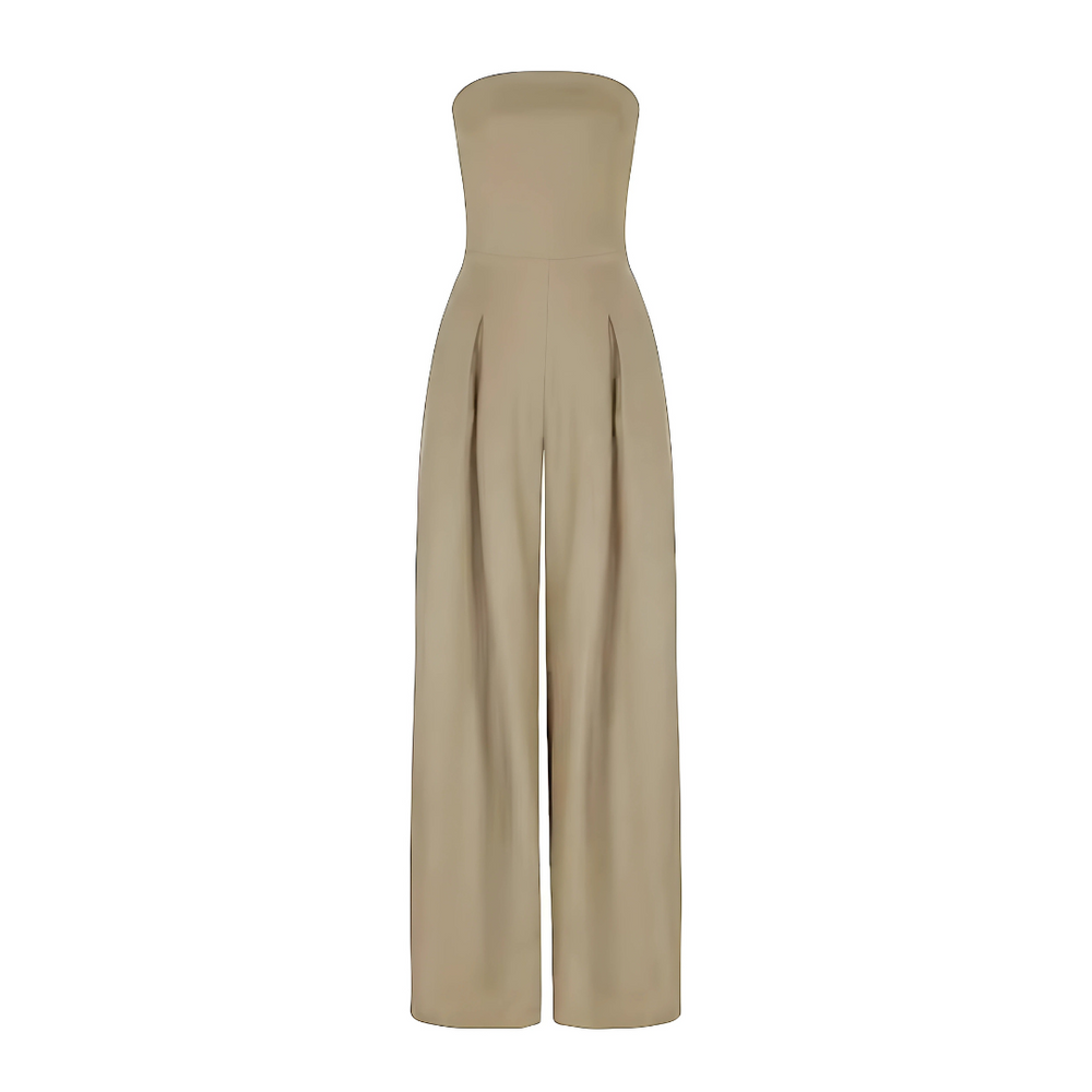 Women's Elegant Strapless Wide-Leg Jumpsuit-Metro Lane Plaza