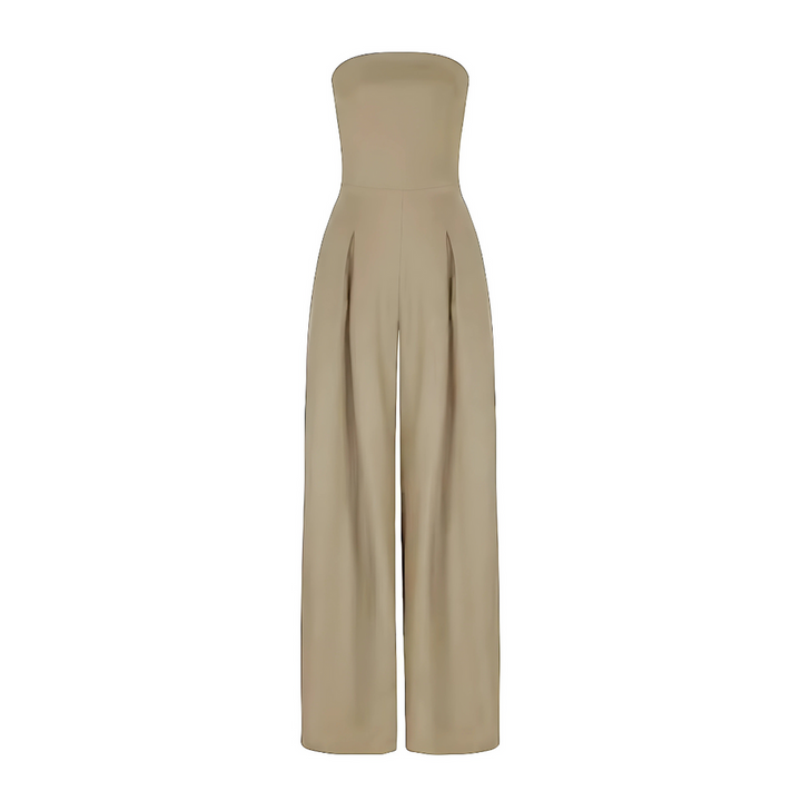Women's Elegant Strapless Wide-Leg Jumpsuit-Metro Lane Plaza