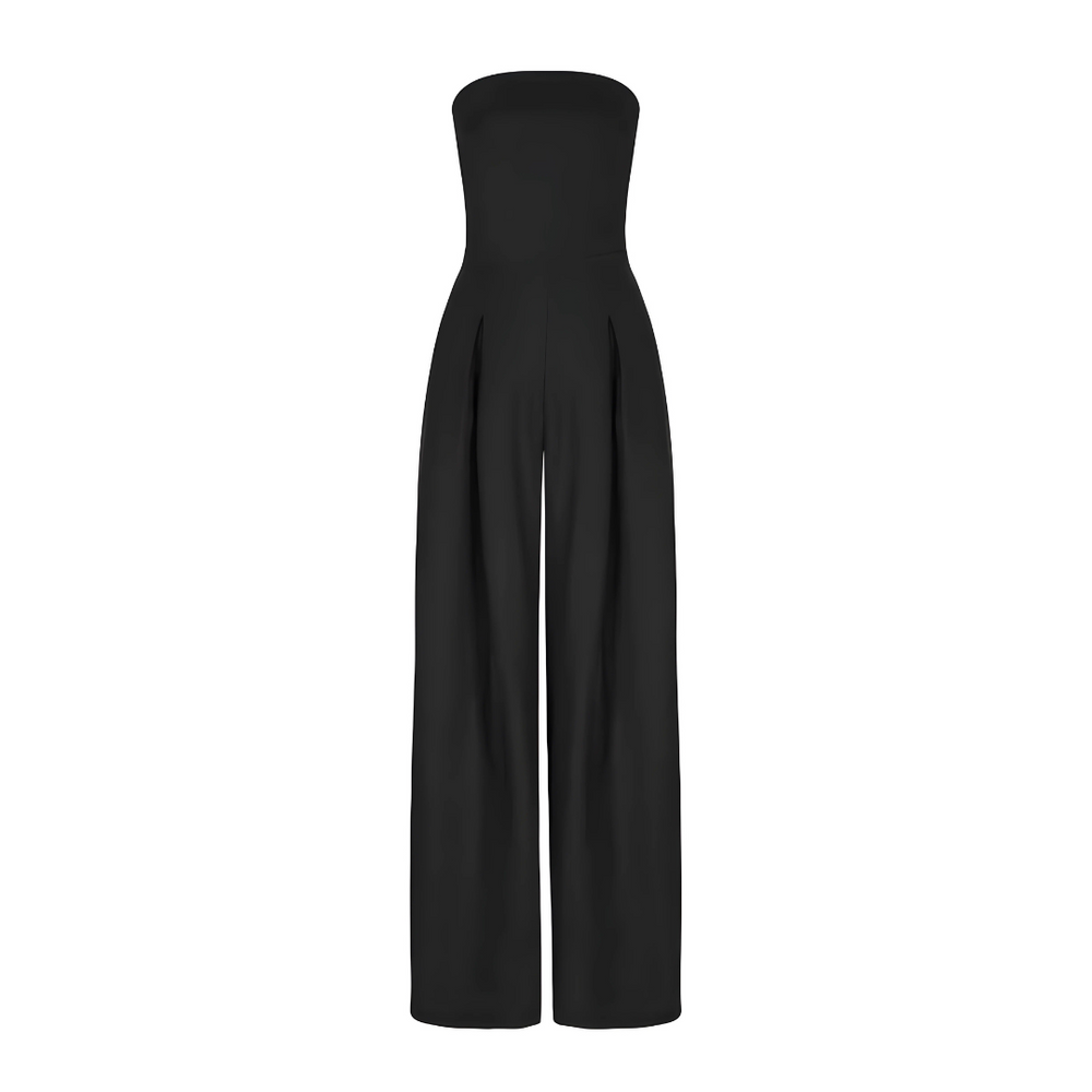 Women's Elegant Strapless Wide-Leg Jumpsuit-Metro Lane Plaza