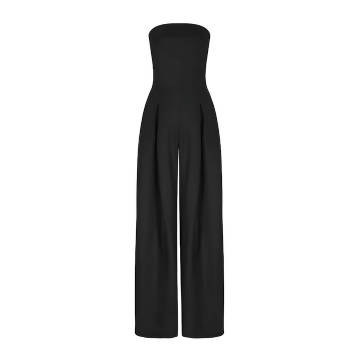 Women's Elegant Strapless Wide-Leg Jumpsuit-Metro Lane Plaza