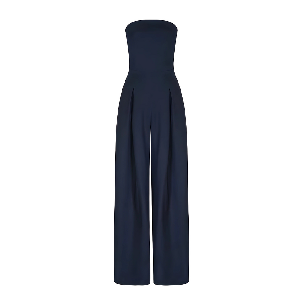 Women's Elegant Strapless Wide-Leg Jumpsuit-Metro Lane Plaza