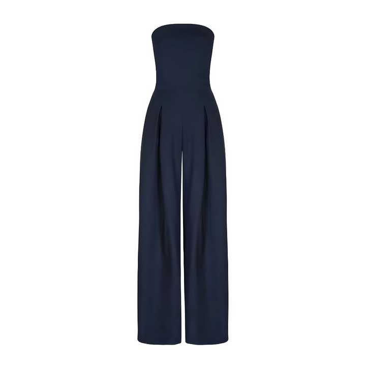 Women's Elegant Strapless Wide-Leg Jumpsuit-Metro Lane Plaza