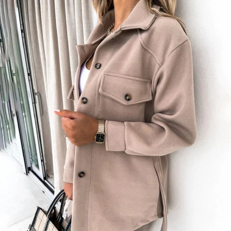 Oversized skjortejakke med knapper til kvinder