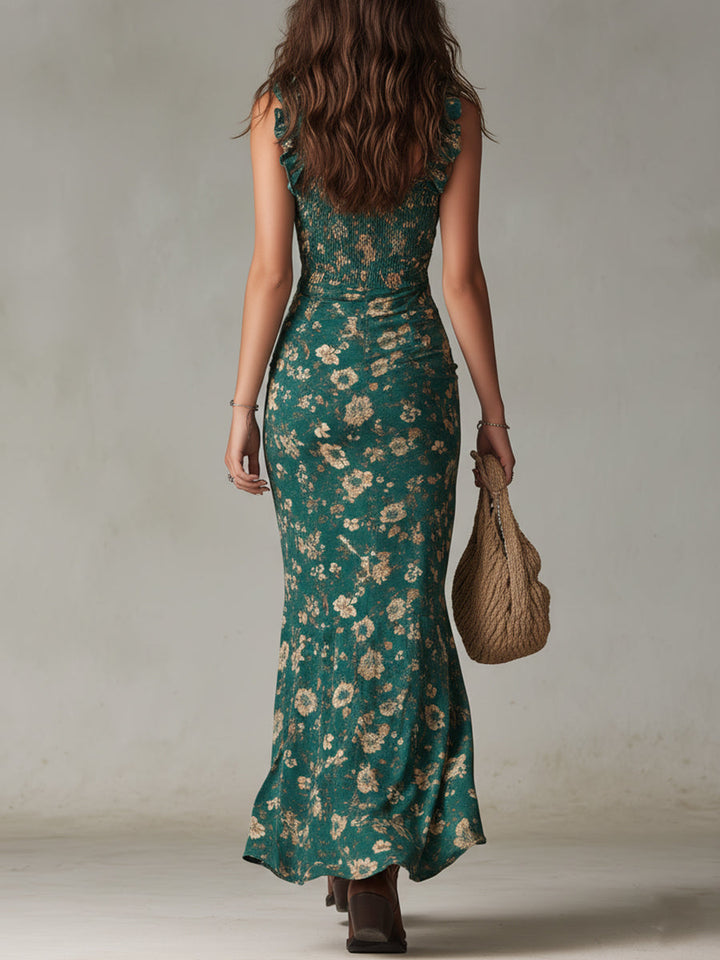 Katharina | Women's Bohemian Floral Maxi Dress with Ruffles-Metro Lane Plaza