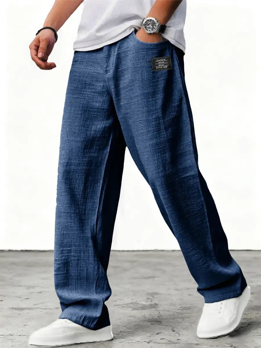 Jose | Men's Relaxed Wide-Leg Linen Pants-Metro Lane Plaza