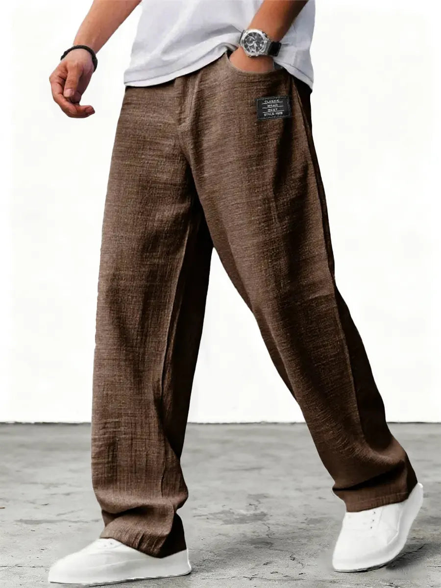 Jose | Men's Relaxed Wide-Leg Linen Pants-Metro Lane Plaza