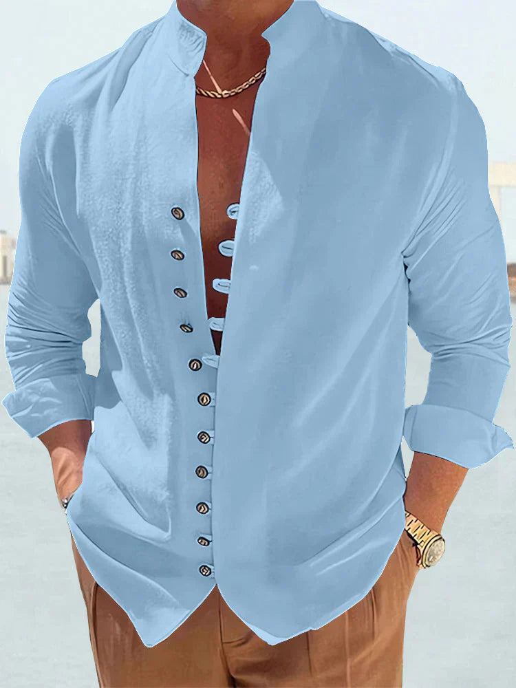 Men's Cotton Linen Casual Shirt-Metro Lane Plaza